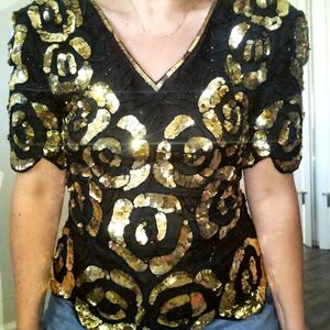 Stenay Black and Gold Blouse with Elegant Design